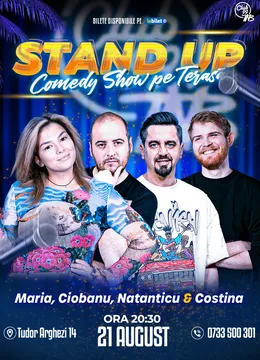 Stand Up Comedy cu Maria Popovici, Andrei Ciobanu, Natanticu & Tudor Costina la Terasa TNB