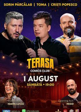 Stand-up cu Cristi Popesco, Toma, Sorin Pârcălab și Ioana Luiza pe Terasa ComicsClub!
