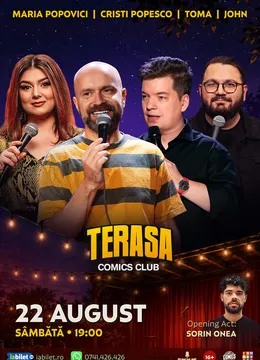 Stand-up cu Cristi Popesco, Toma, Maria Popovici și John pe Terasa ComicsClub!