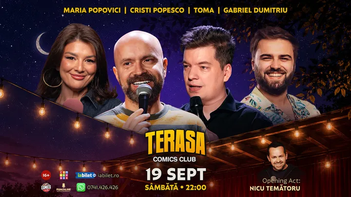 Stand-up cu Cristi Popesco, Toma, Maria Popovici și Gabriel Dumitriu pe Terasa ComicsClub!