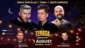 Stand-up cu Cristi Popesco, Toma, Sorin Pârcălab și Dan Birtaș pe Terasa ComicsClub!