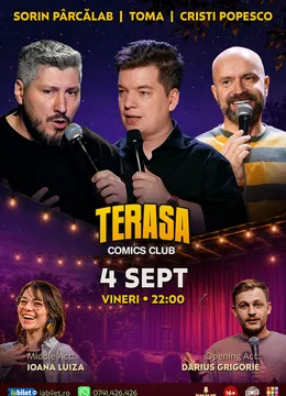 Stand-up cu Cristi Popesco, Toma, Sorin Pârcălab și Ioana Luiza pe Terasa ComicsClub!