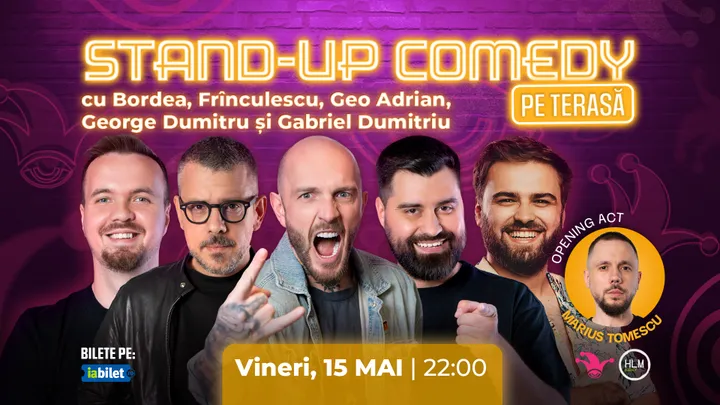 The Fool Terasa: Stand-up comedy cu Bordea, Frînculescu, Geo Adrian, George Dumitru și Gabriel Dumitriu