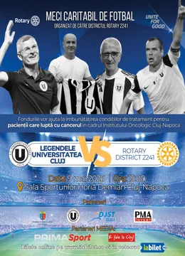 Cluj-Napoca: Meci de fotbal caritabil - Legendele FC Universitatea Cluj vs. Rotary District 2241