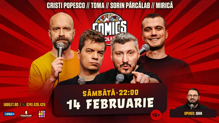 Stand-up cu Cristi Popesco, Toma, Sorin Pârcălab și Mirică la ComicsClub!