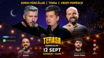 Stand-up cu Cristi Popesco, Toma, Sorin Pârcălab și Bogzi pe Terasa ComicsClub!