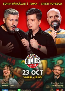 Stand-up cu Cristi Popesco, Toma, Sorin Pârcălab și Ioana Luiza la ComicsClub!
