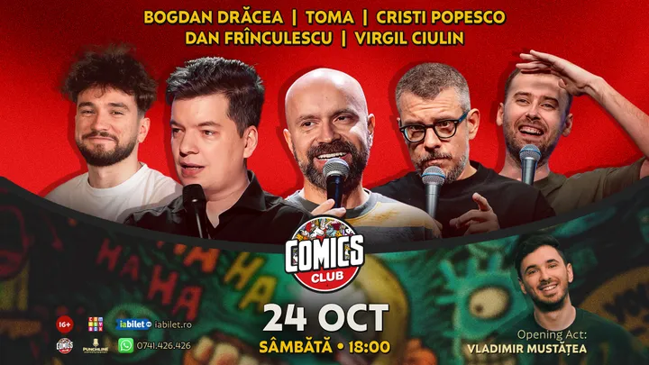 Stand-up cu Cristi Popesco, Toma, Drăcea, Dan Frînculescu și Virgil la ComicsClub!