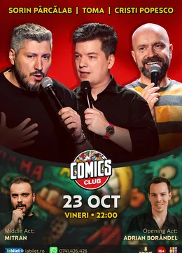 Stand-up cu Cristi Popesco, Toma, Sorin Pârcălab și Mitran la ComicsClub!