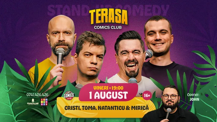 Stand-up cu Cristi Popesco, Toma, Natanticu și Mirică pe Terasa ComicsClub!
