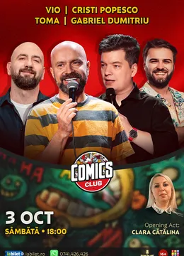 Stand-up cu Toma, Cristi Popesco, Vio și Gabriel Dumitriu la ComicsClub!