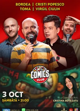 Stand-up cu Toma, Cristi Popesco, Bordea și Virgil Ciulin la ComicsClub!