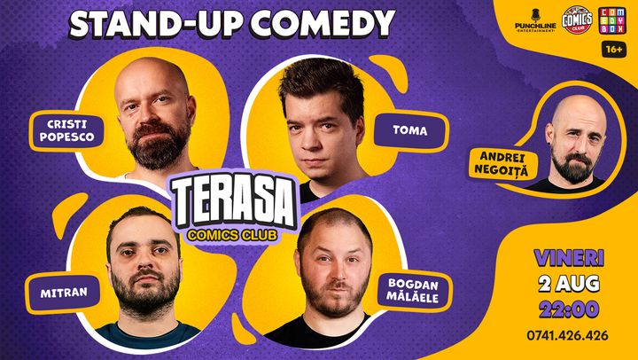 Stand-up cu Toma, Cristi, Mitran și Mălăele pe Terasa ComicsClub!