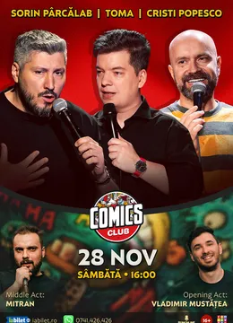 Stand-up cu Cristi Popesco, Toma, Sorin Pârcălab și Mitran la ComicsClub!
