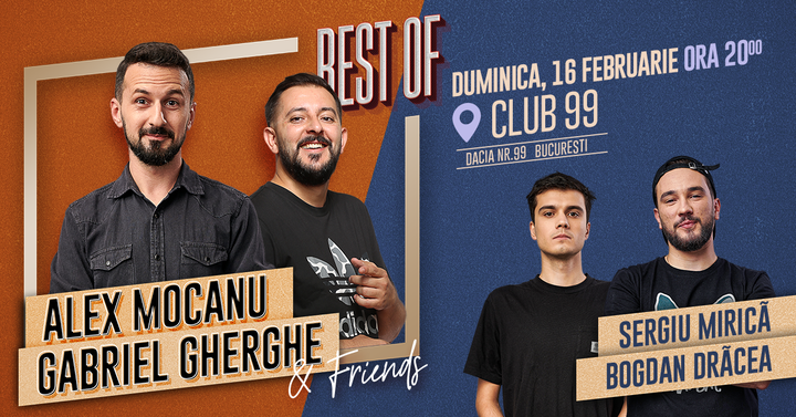 Stand up comedy cu Alex Mocanu, Gabriel Gherghe, Drăcea și Mirică