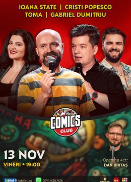 Stand-up cu Cristi Popesco, Toma, Ioana State și Gabriel Dumitriu la ComicsClub!