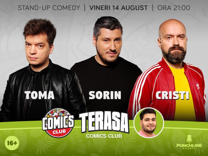 Stand-up cu Cristi, Toma și Sorin pe terasă la ComicsClub!