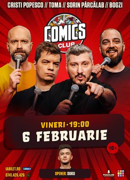 Stand-up cu Cristi Popesco, Toma, Sorin Pârcălab și Bogzi la ComicsClub!