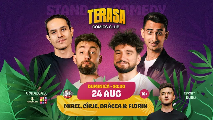 Stand-up cu Cîrje, Drăcea, Mirel și Florin pe Terasa ComicsClub!