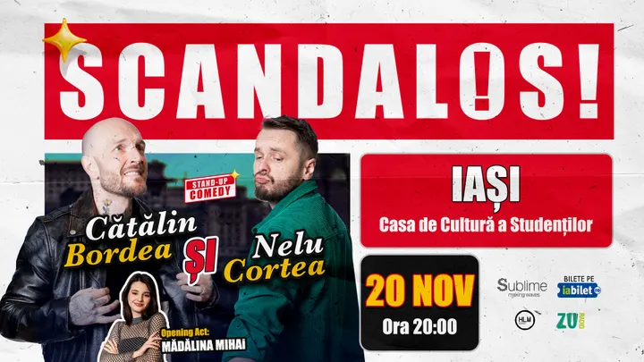 Iasi: Stand-up Comedy cu Bordea, Cortea si Madalina Mihai ORA 20:00
