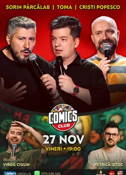 Stand-up cu Cristi Popesco, Toma, Sorin Pârcălab și Virgil Ciulin la ComicsClub!