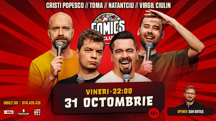 Stand-up cu Cristi Popesco, Toma, Natanticu și Virgil la ComicsClub!
