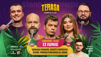 Stand-up cu Cristi Popesco, Toma, Maria Popovici, Mirică și John pe Terasa ComicsClub!