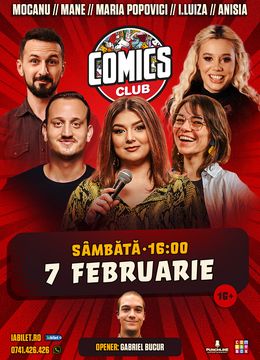 Stand-up cu Maria Popovici, Anisia, Alex Mocanu,Ioana Luiza și Mane Voicu la ComicsClub!