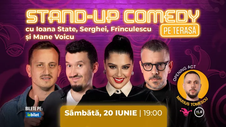 The Fool Terasa: Stand-up comedy cu Mane Voicu, Ioana State, Serghei și Frînculescu