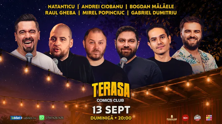 Stand-up cu Natanticu, Mălăele, Andrei Ciobanu, Raul, Gabriel Dumitriu și Mirel Popinciuc pe Terasa ComicsClub!
