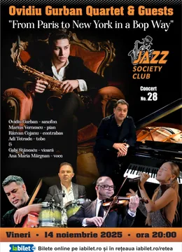 Galati: Concert Ovidiu Gurban Quartet & Guests - "From Paris to New York in a Bop Way"
