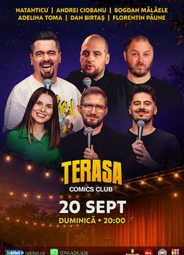 Stand-up cu Natanticu, Andrei Ciobanu, Mălăele, Dan Birtaș, Florentin Păune și Adelina pe Terasa ComicsClub!
