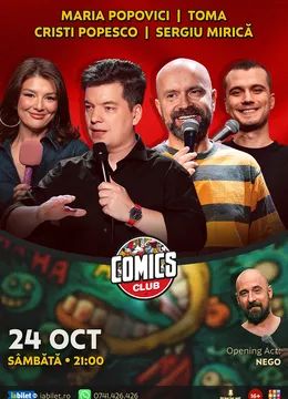 Stand-up cu Cristi Popesco, Toma, Sorin Pârcălab și Mirică la ComicsClub!