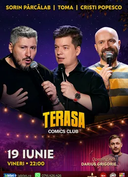 Stand-up cu Cristi Popesco, Toma si Sorin Pârcălab pe Terasa ComicsClub!