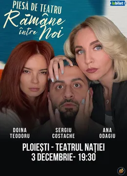 Ploiesti: “Rămâne între noi" - Piesă de teatru cu Ana Odagiu, Doina Teodoru și Sergiu Costache