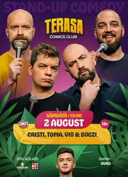 Stand-up cu Cristi Popesco, Toma, Vio și Bogzi pe Terasa ComicsClub!