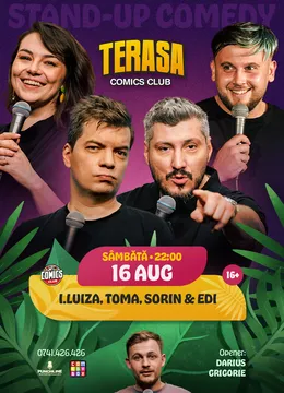 Stand-up Comedy cu Stand-up cu Sorin, Toma, Ioana Luiza și Edi pe Terasa ComicsClub!