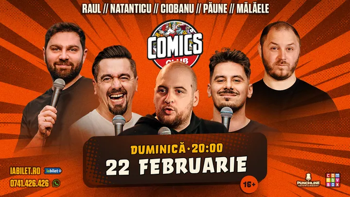 Stand-up cu Natanticu, Andrei Ciobanu, Raul Gheba, Bogdan Mălăele și Păune la ComicsClub!