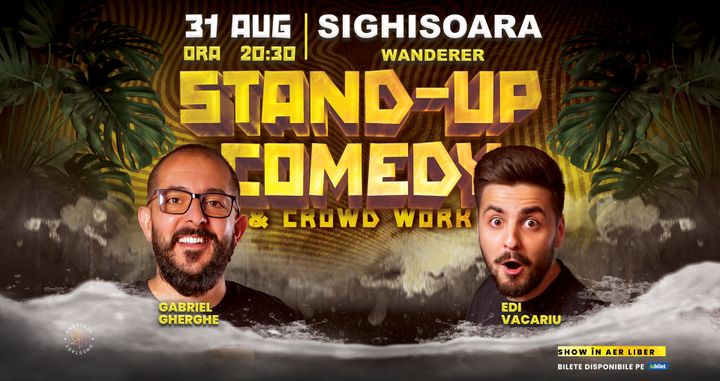 Sighisoara: Stand-Up & Crowdwork pe terasă cu Gabriel Gherghe și Edi Vacariu