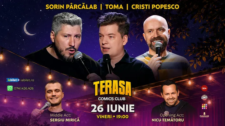 Stand-up cu Cristi Popesco, Toma, Sorin și Mirică pe Terasa ComicsClub!
