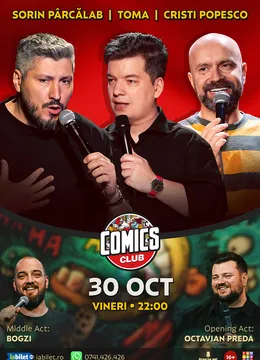 Stand-up cu Cristi Popesco, Toma, Sorin Pârcălab și Bogzi la ComicsClub!