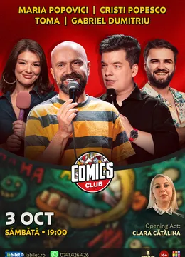 Stand-up cu Toma, Cristi Popesco, Maria Popovici și Gabriel Dumitriu la ComicsClub!