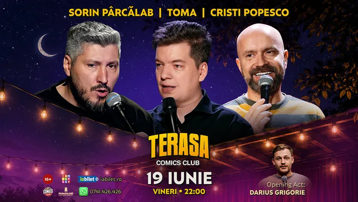 Stand-up cu Cristi Popesco, Toma si Sorin Pârcălab pe Terasa ComicsClub!