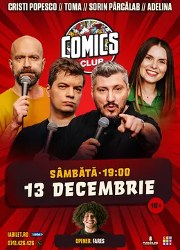 Stand-up cu Cristi Popesco, Toma, Sorin Pârcălab și Adelina Toma la ComicsClub!