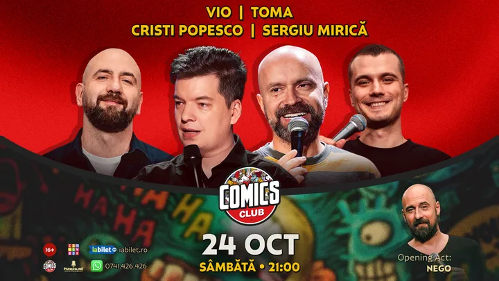 Stand-up cu Cristi Popesco, Toma, Vio și Mirică la ComicsClub!
