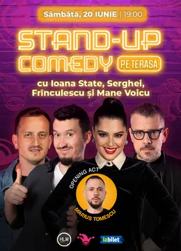 The Fool Terasa: Stand-up comedy cu Mane Voicu, Ioana State, Serghei și Frînculescu