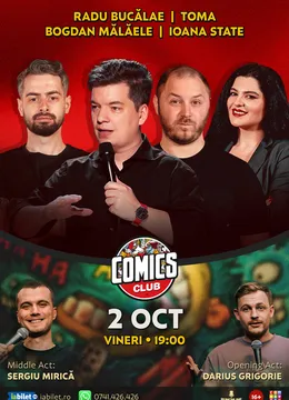 Stand-up cu Toma, Mălăele, Ioana State, Radu Bucălae și Mirică la ComicsClub!