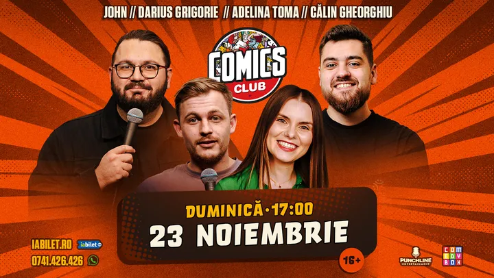 Stand-up cu John, Darius, Adelina Toma și Călin Gheorghiu la ComicsClub!