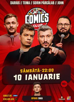 Stand-up cu Toma, Sorin Pârcălab, Darius și John la ComicsClub!