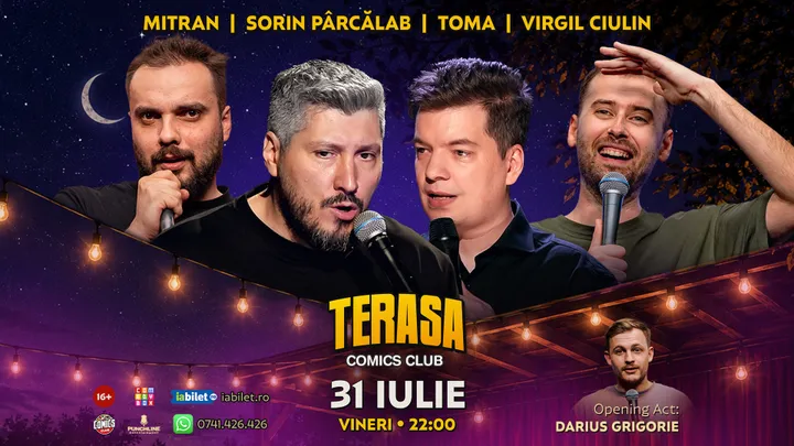 Stand-up cu Toma, Sorin Pârcălab, Mitran și Virgil pe Terasa ComicsClub!